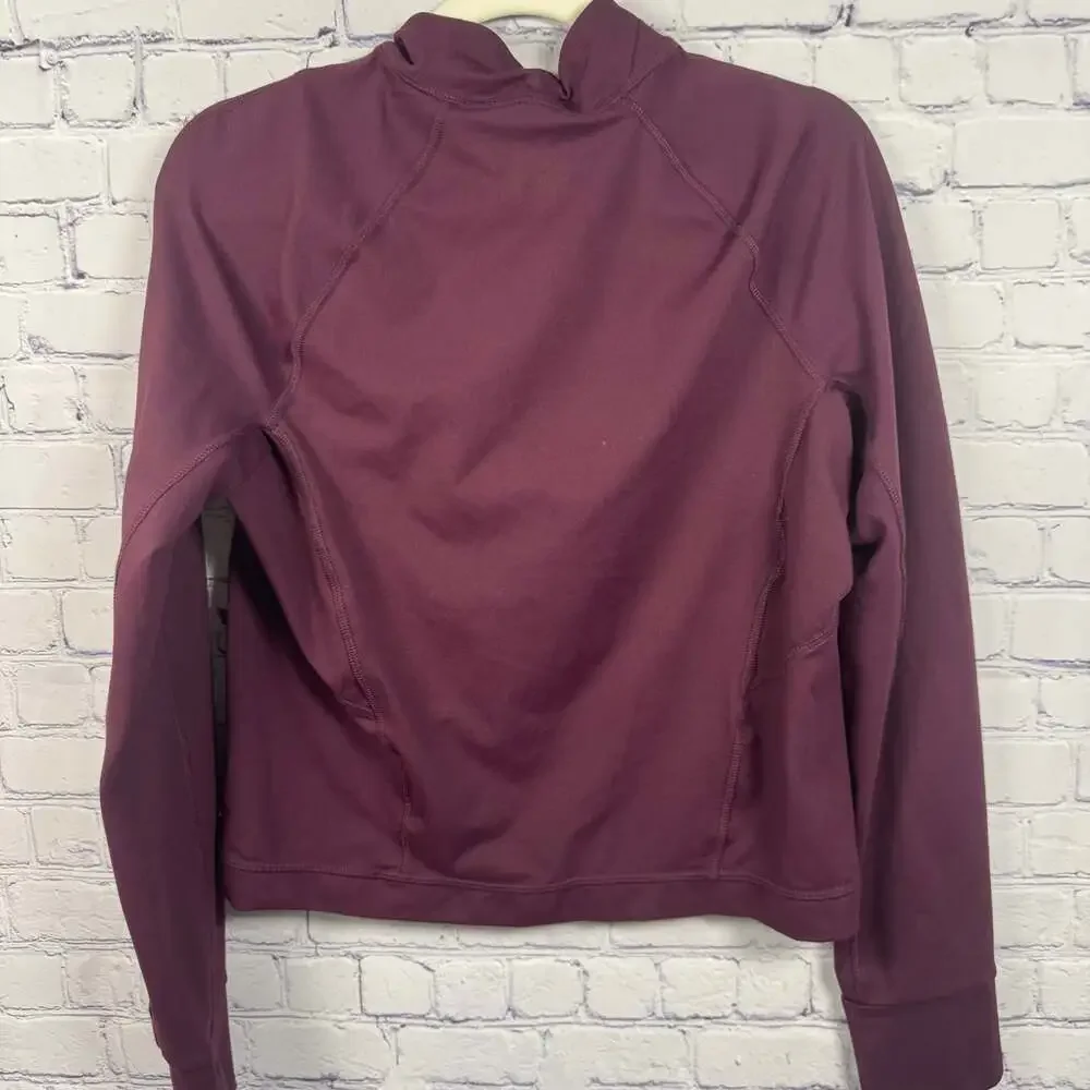 APANA Women's Burgundy Mauve Quarter Zip Pullover Zen Chaser Top Size L - Picture 3 of 7